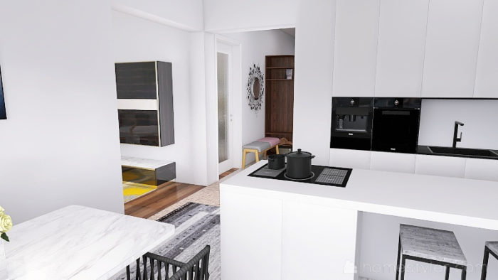 vizualizace domu. Pohled z kuchyně